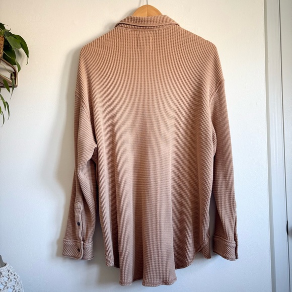 Aerie LumberJane Waffle Shirt in Cappuccino - Picture 5 of 7